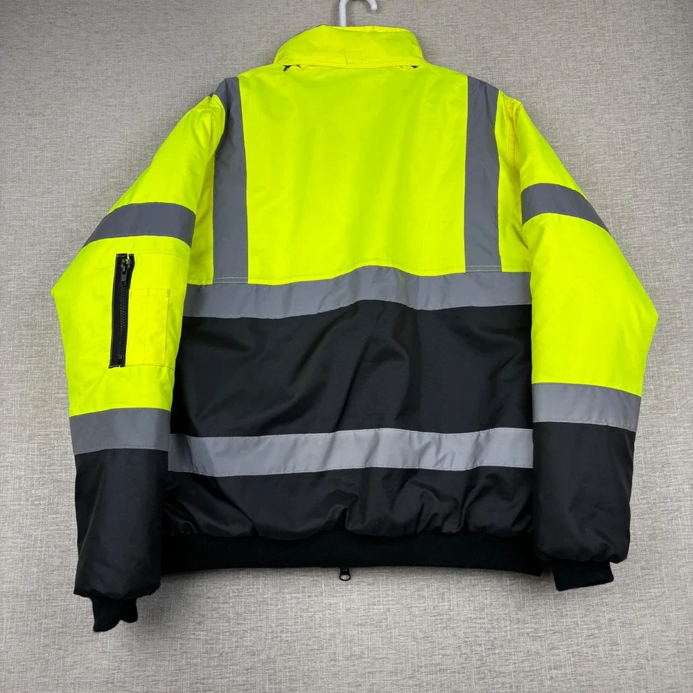 Truecrest Safety Products Hi-Vis Bomber Jacket Neon Yellow Black Class 3 Large